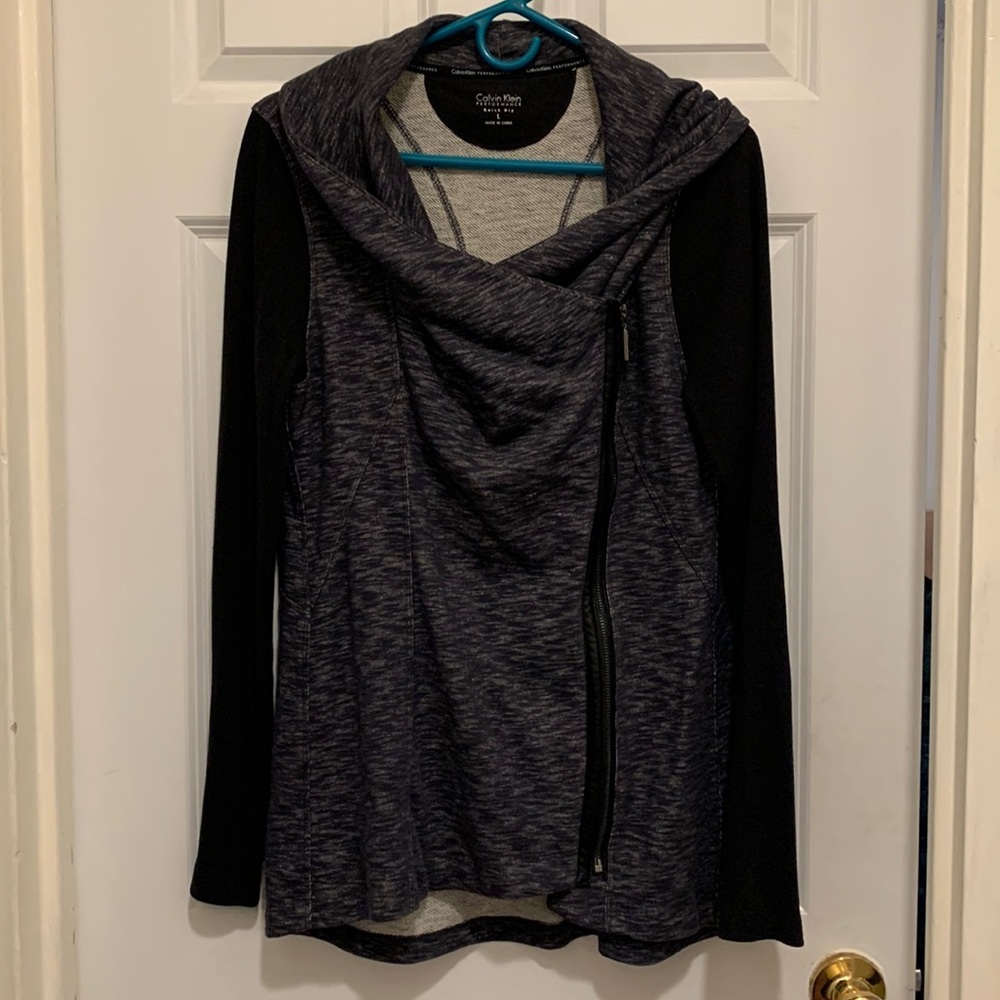 Calvin Klein performance jacket. Gray body and black arms. Size L